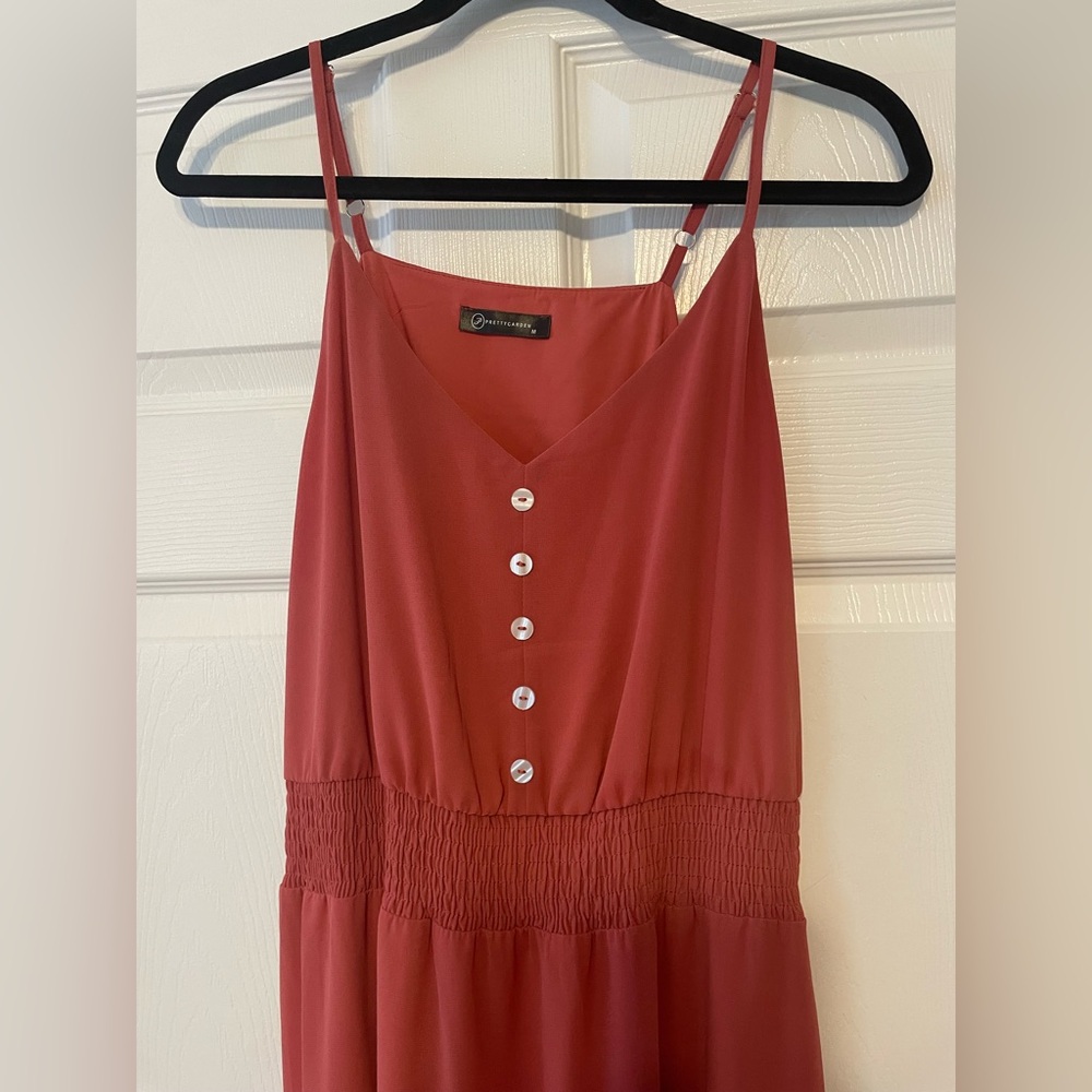 Spaghetti-Strap Tiered Maxi Dress in Rust Red - Picture 2 of 3